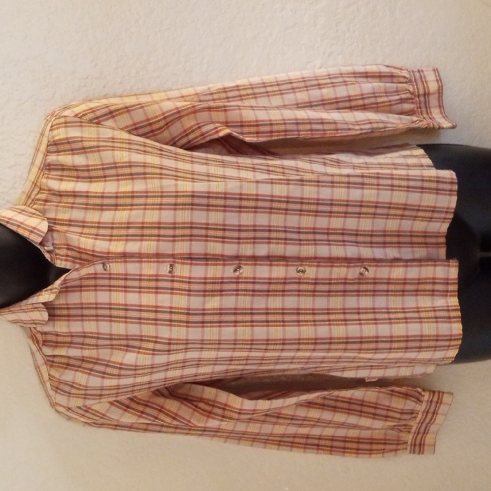 Vintage 80 Red Plaid Levis Juniors Shirt Long Sleeve, XS
